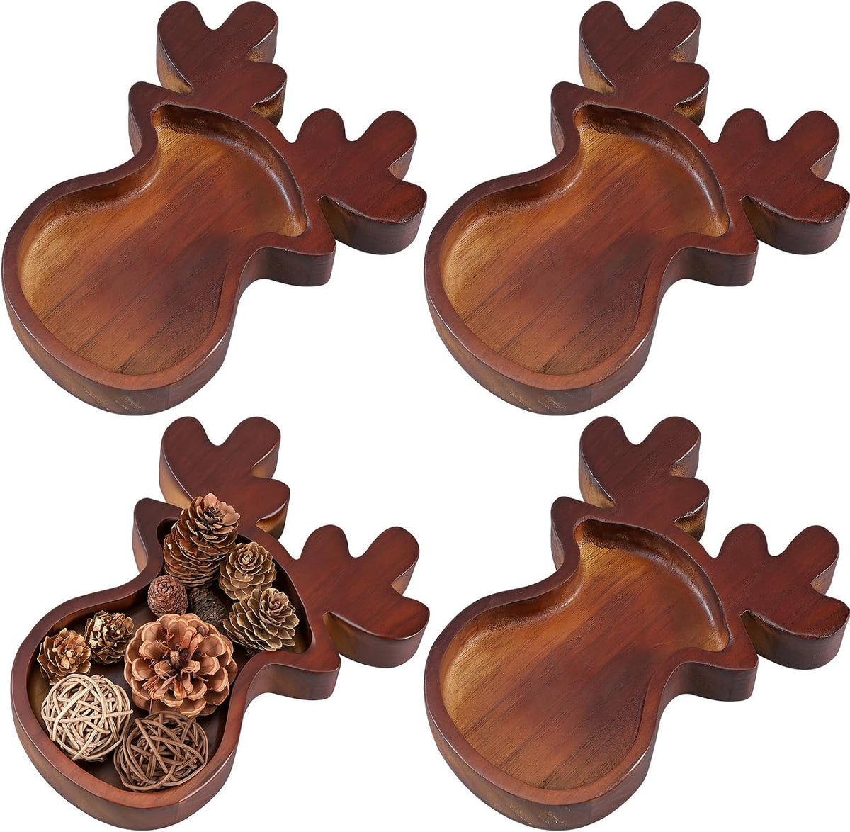 Jingmore 4 Pcs Christmas Wooden Bowl Tray Elk Dough Board