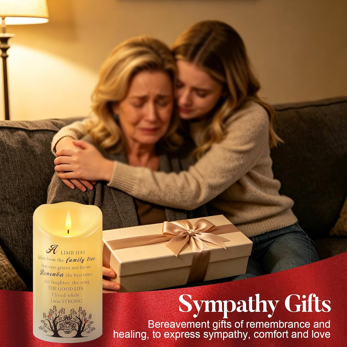 Homemory 4x7 Flameless Memorial Candle Sympathy Gifts for Loss of Loved One