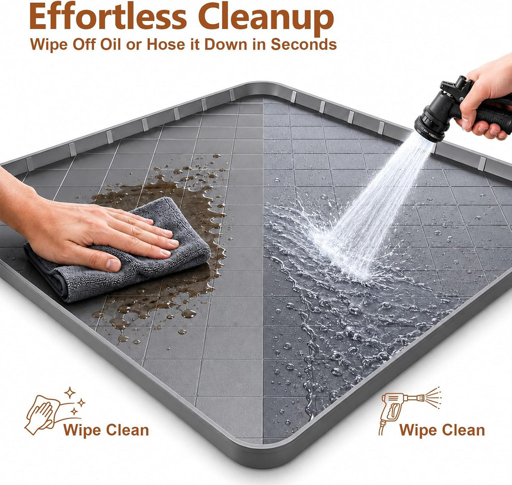Washing Machine Drain Pan Silicone Mat, 32 x 30 Inch Washer Drip Tray with 1 Inch Raised, Non-Slip Waterproof Flexible Washer Tray for Floor Protection, Washing Machine Tray for Washer Dryer