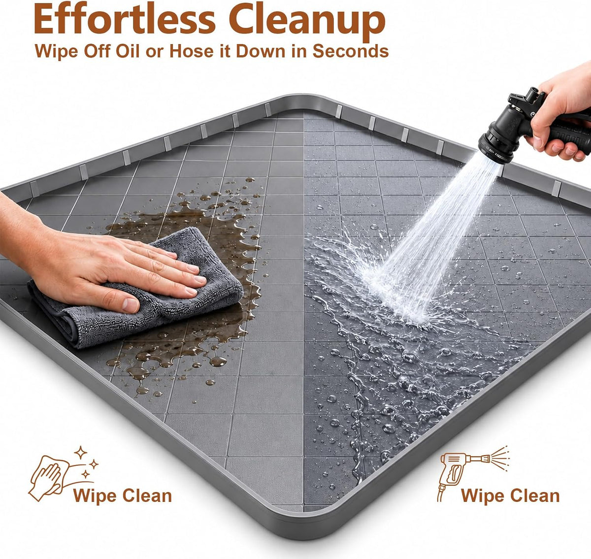 Washing Machine Drain Pan Silicone Mat, 32 x 30 Inch Washer Drip Tray with 1 Inch Raised, Non-Slip Waterproof Flexible Washer Tray for Floor Protection, Washing Machine Tray for Washer Dryer