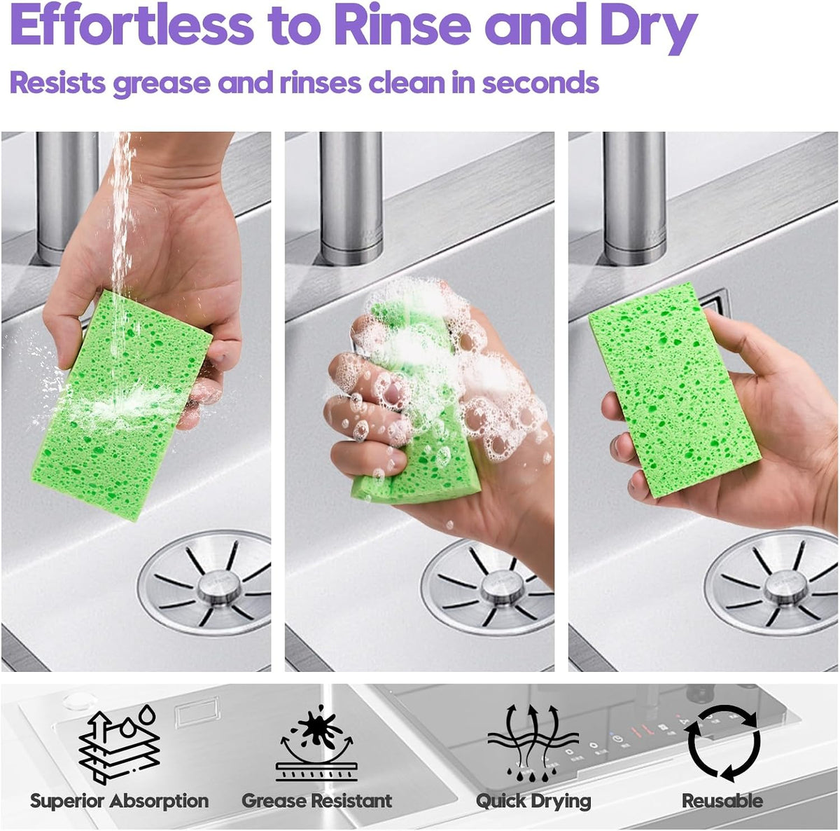 Compressed Cellulose Sponges, 18 Pack Kitchen Sponges