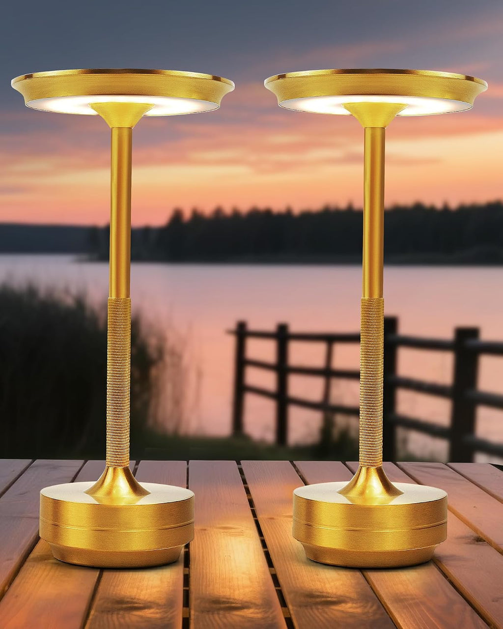 2 Pack Cordless Table Lamps Rechargeable Desk Lamps Gold