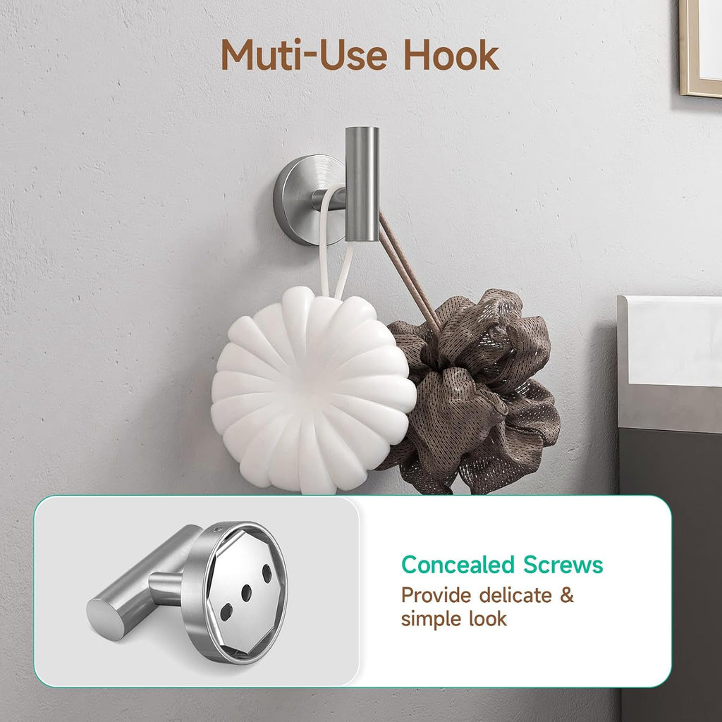 USHOWER 8PCS Brushed Nickel Bathroom Hardware Set, 18-Inch Towel Bar Set