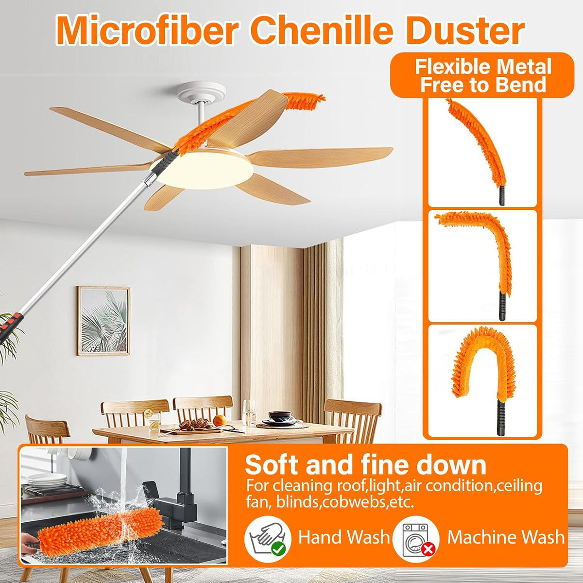 18FT High Reach Duster Cleaning Kit with 3-12 FT Extension Pole