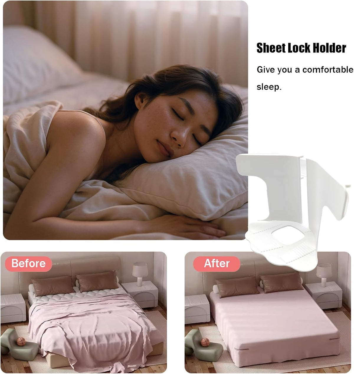 Sheet Holders 4PCS,No Damage Mattress,Keep Sheets Firm and Tight,Non-Slip Design with Lock Strips,Easy Installation,Fits All Mattress Sheets