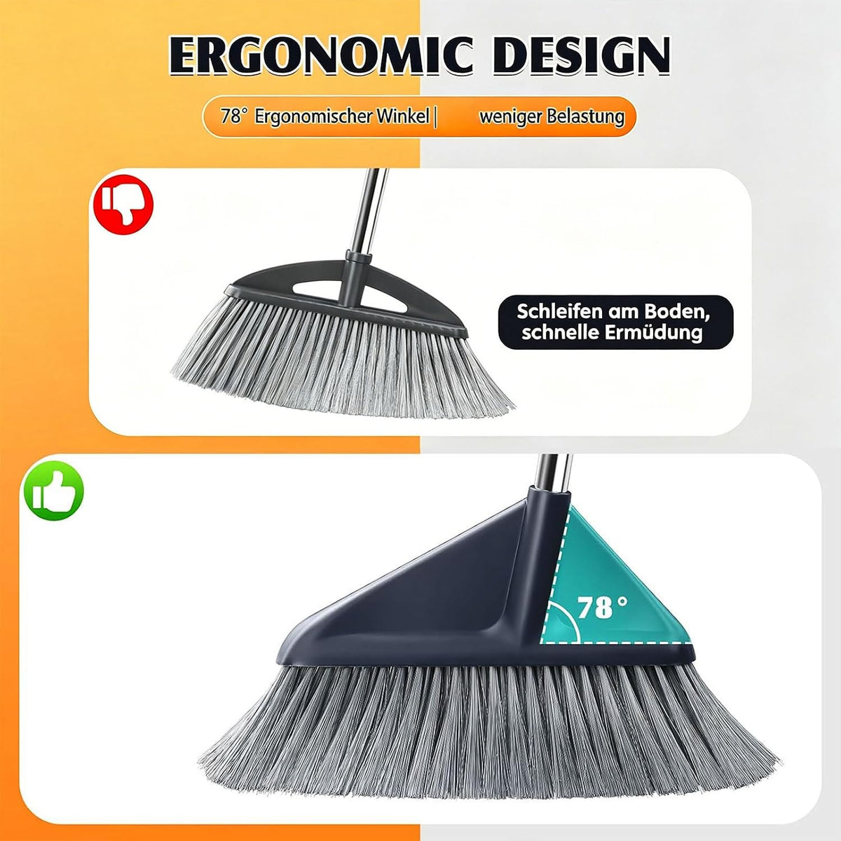 Broom and Dustpan Set with 52" Long Handle