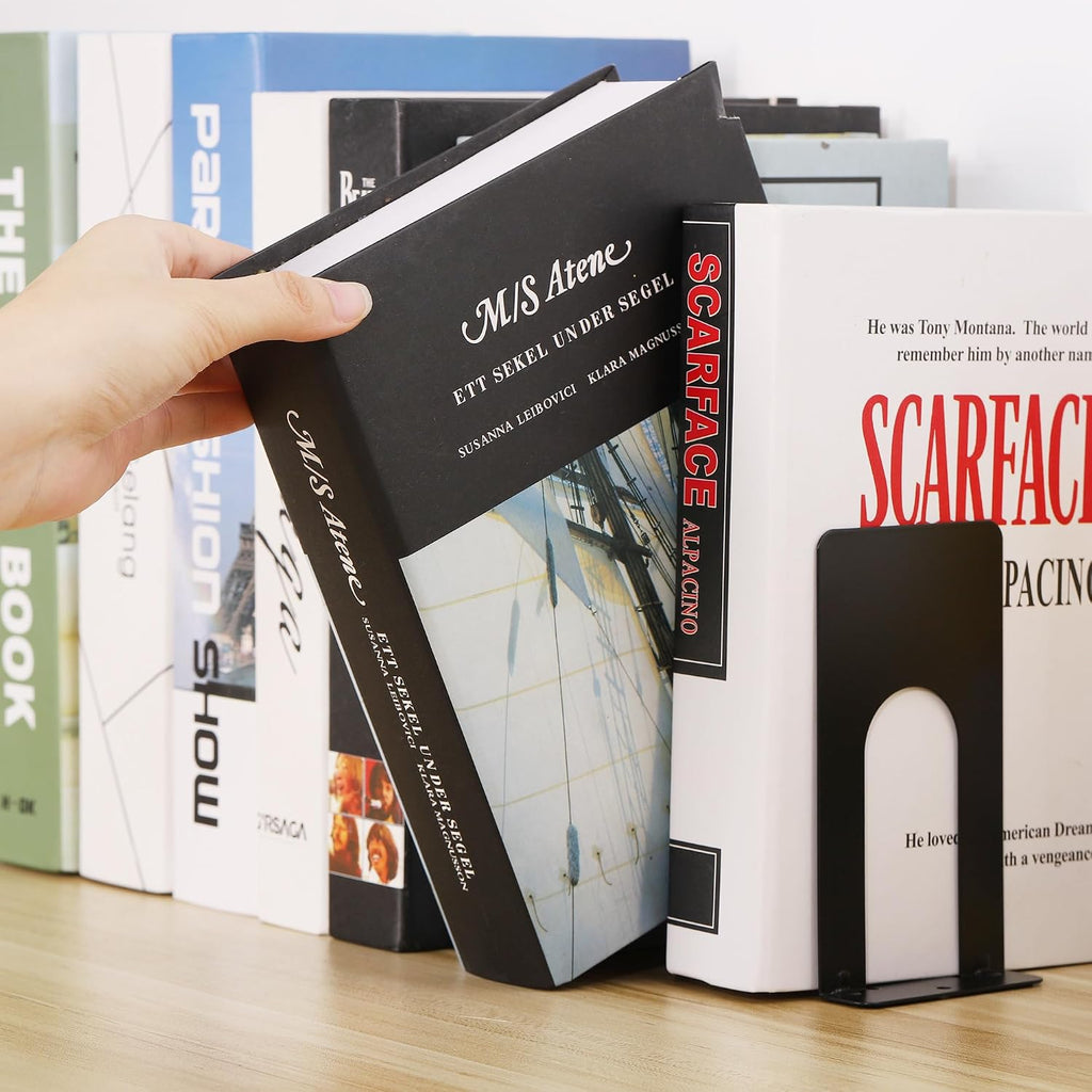 JIANTA Small Book Ends, Heavy Duty Metal Bookends, 6 Pairs