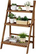 Ladder Shelf, Foldable Plant Shelf Stand, 3-Tier Bamboo Bookshelf, 39.4In