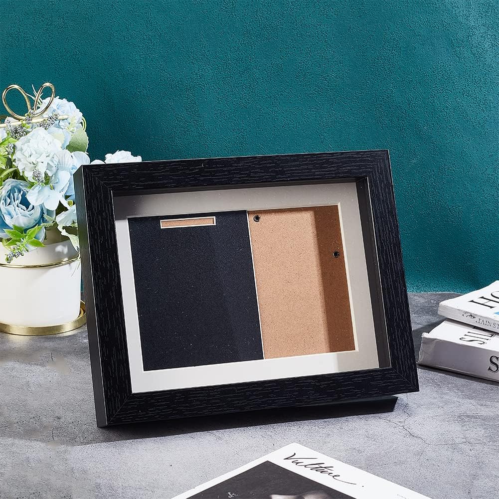OLYCRAFT Medal Display Shadow Box 6.9x7.2x9 inch Black Medal Display Case Natural Wood Photo Frames with Clear Window for Military Medals Beach Tags Jewelry Pins Pin Enthusiast Collectibles