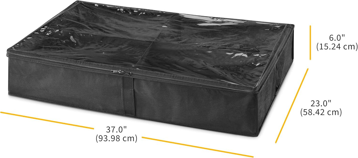 Whitmor Underbed Boot Storage Bag, 4 Sections, 23" x 37", Black 2 Pack