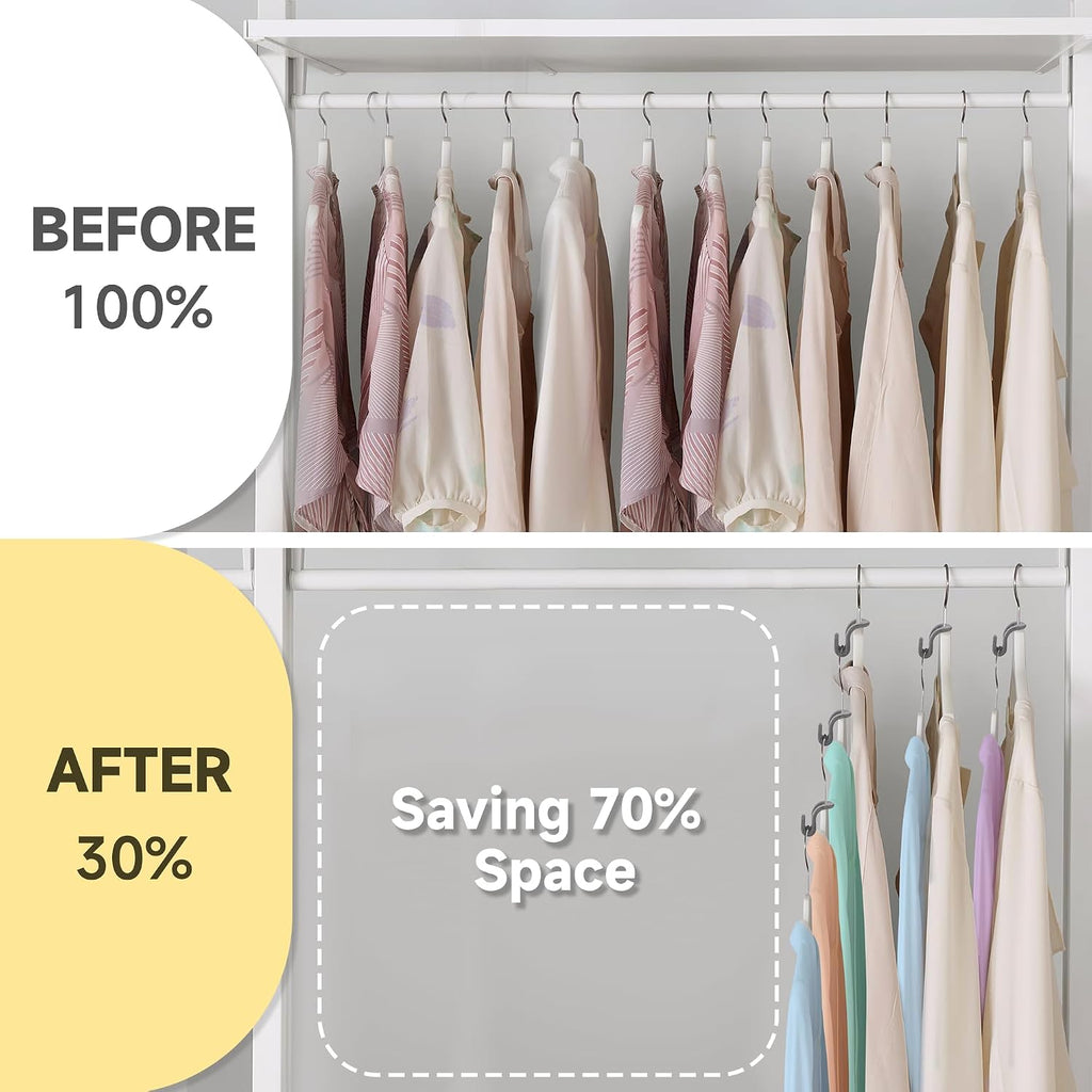 Mlici 60 Pack Velvet Space-Saving Hanger Connector Hooks for Closet, Gray