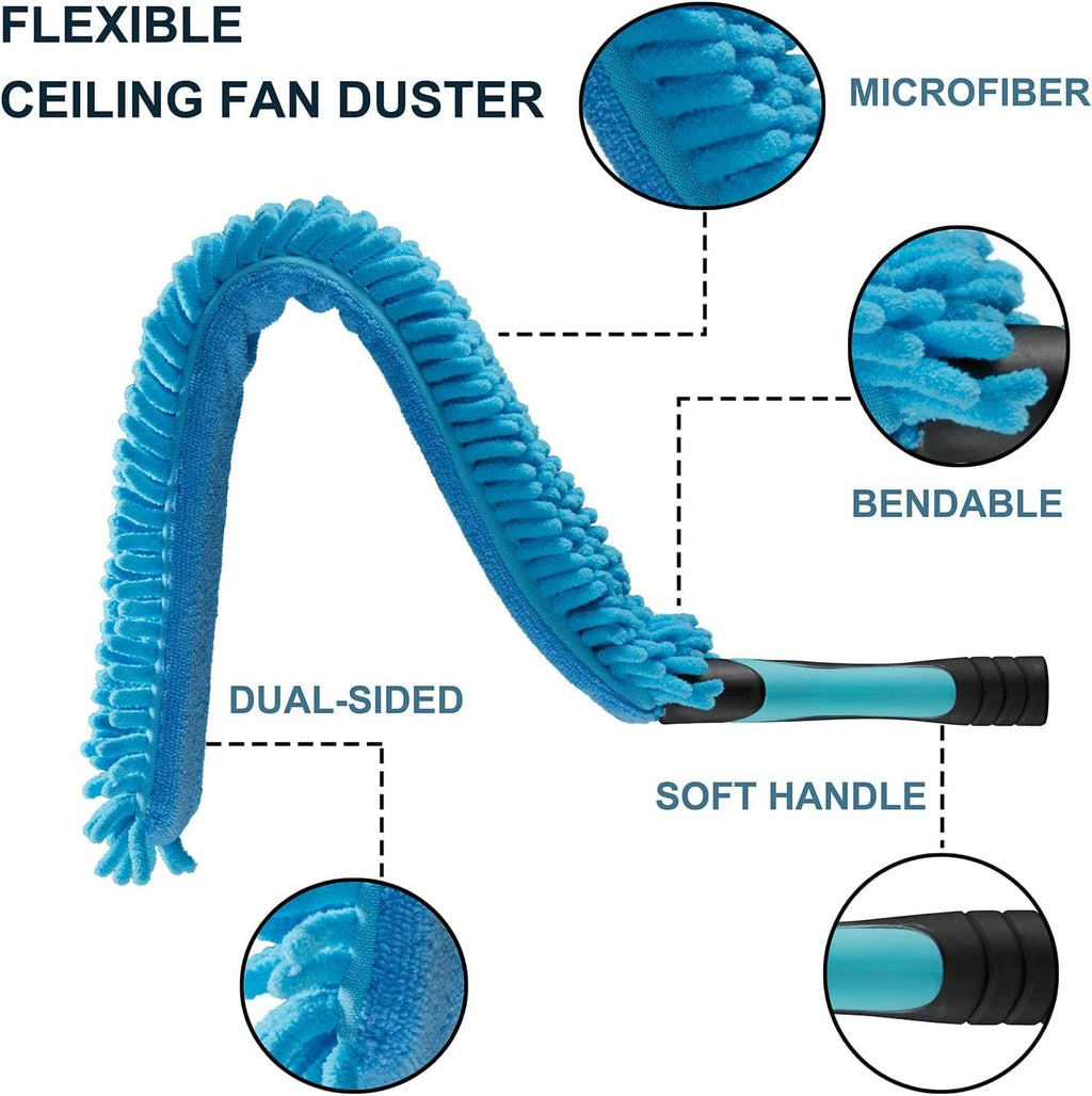 20 Foot High Ceiling Fan, Cobweb Duster with 5-12ft Extension Pole