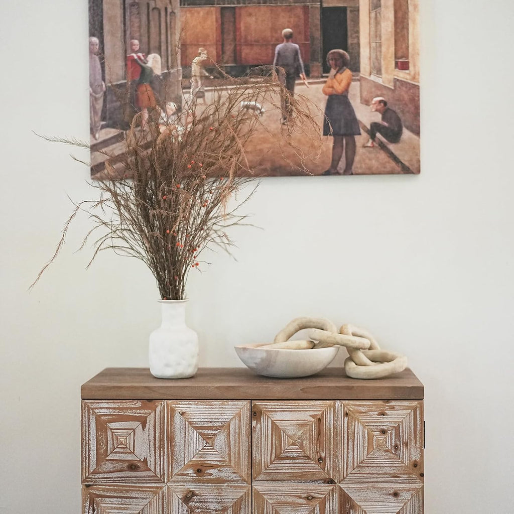 Wooden Decorative Bowl, Farmhouse Centerpiece (Natural)