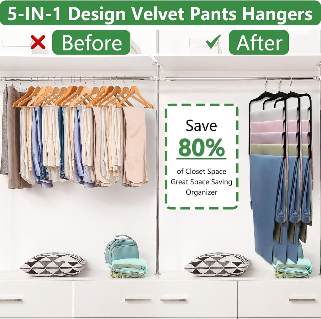 Closet Organizers and Storage, 3 Pack Pants Hangers Space Saving