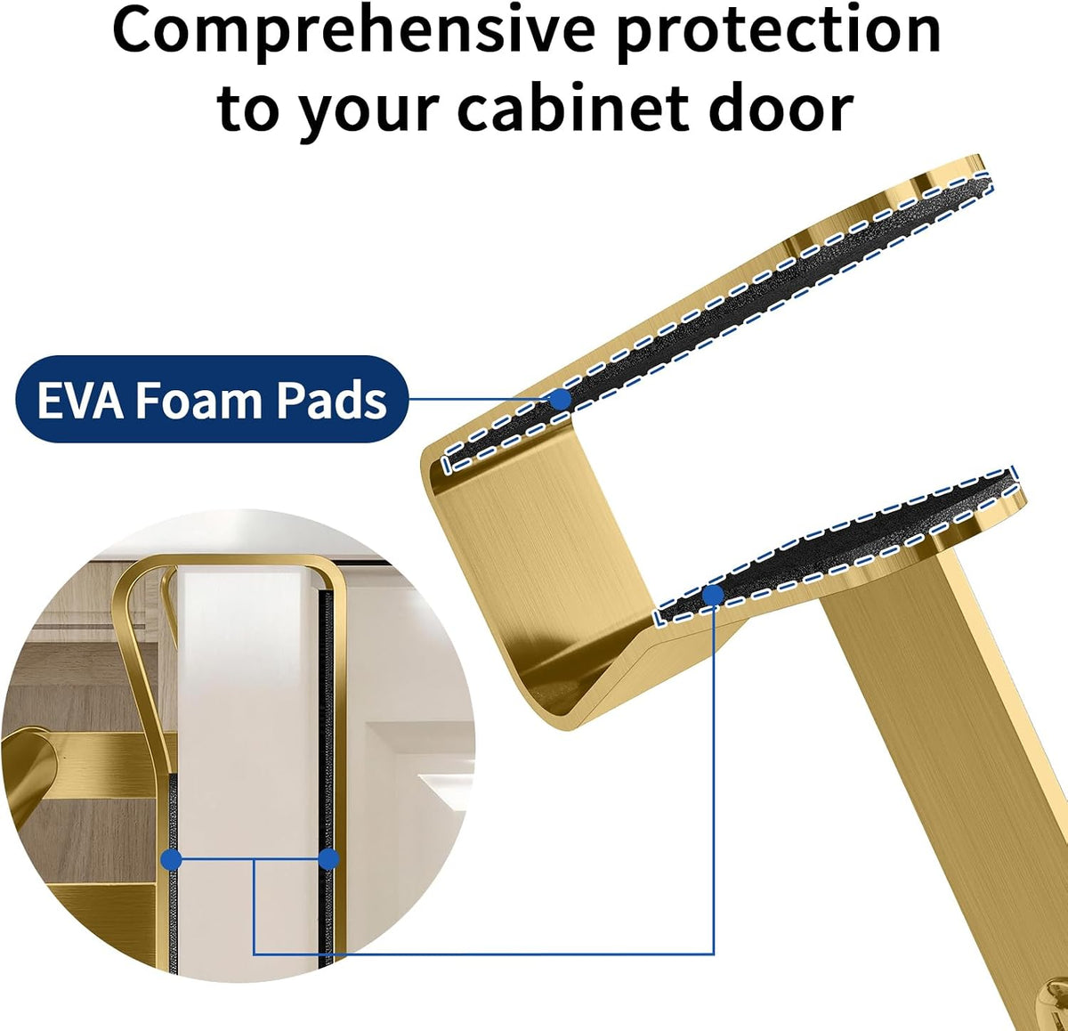 STWWO Gold Over Cabinet Towel Holder for Kitchen Cabinet Door, 2 Pack Bars