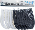 SE 12-piece Set of Folding Ultra Compact Travel Hangers (Black & White), Open 16-Inches Folded 5-Inches
