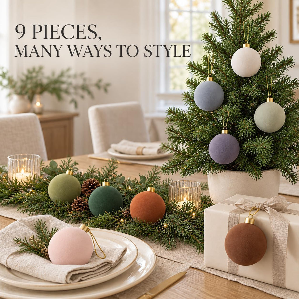 DN DECONATION Velvet Christmas Ball Set, Multi-Color Christmas Tree Decor