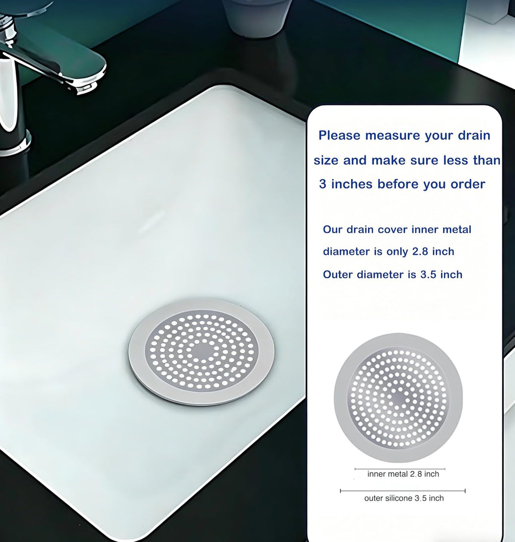 Shower Drain Hair Catcher 3.5 inch Sink Hair Stopper Drain Cover Small