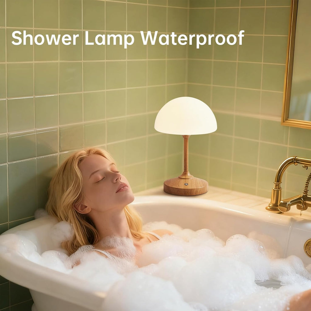 Dawnwake Mushroom Lamp Cordless Lamp for Bedroom-Shower Lamp Waterproof