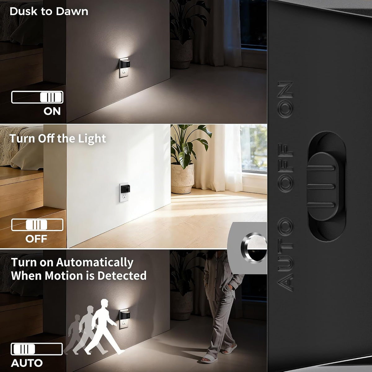 DORESshop Motion Sensor Night Light, Night Lights Plug into Wall, 5000K