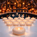 Aignis 24 Pack Waterproof Flameless Floating Candles, 200-Hour Battery Operated 2.2" LED Tea Lights, Water-Activated Flickering Warm White Glow for Halloween, Wedding Centerpieces, Pool