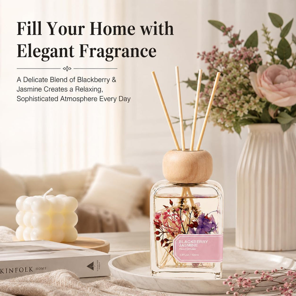 BlackBerry Jasmine Reed Diffuser, 3.4fl oz Room Diffuser Gift Box