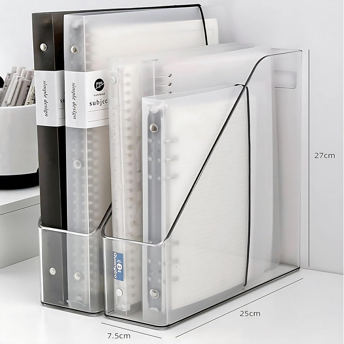 2-Pack Clear Acrylic Vertical Magazine File Holders – Desktop Organizer for Books, Documents, Binders, Envelopes