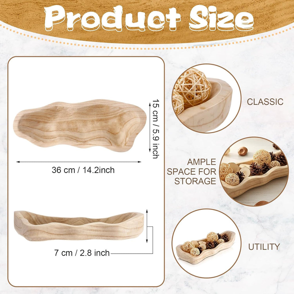 Nuogo 14 Inch Wooden Wavy Edge Dough Bowl Supplies, Color of Wood
