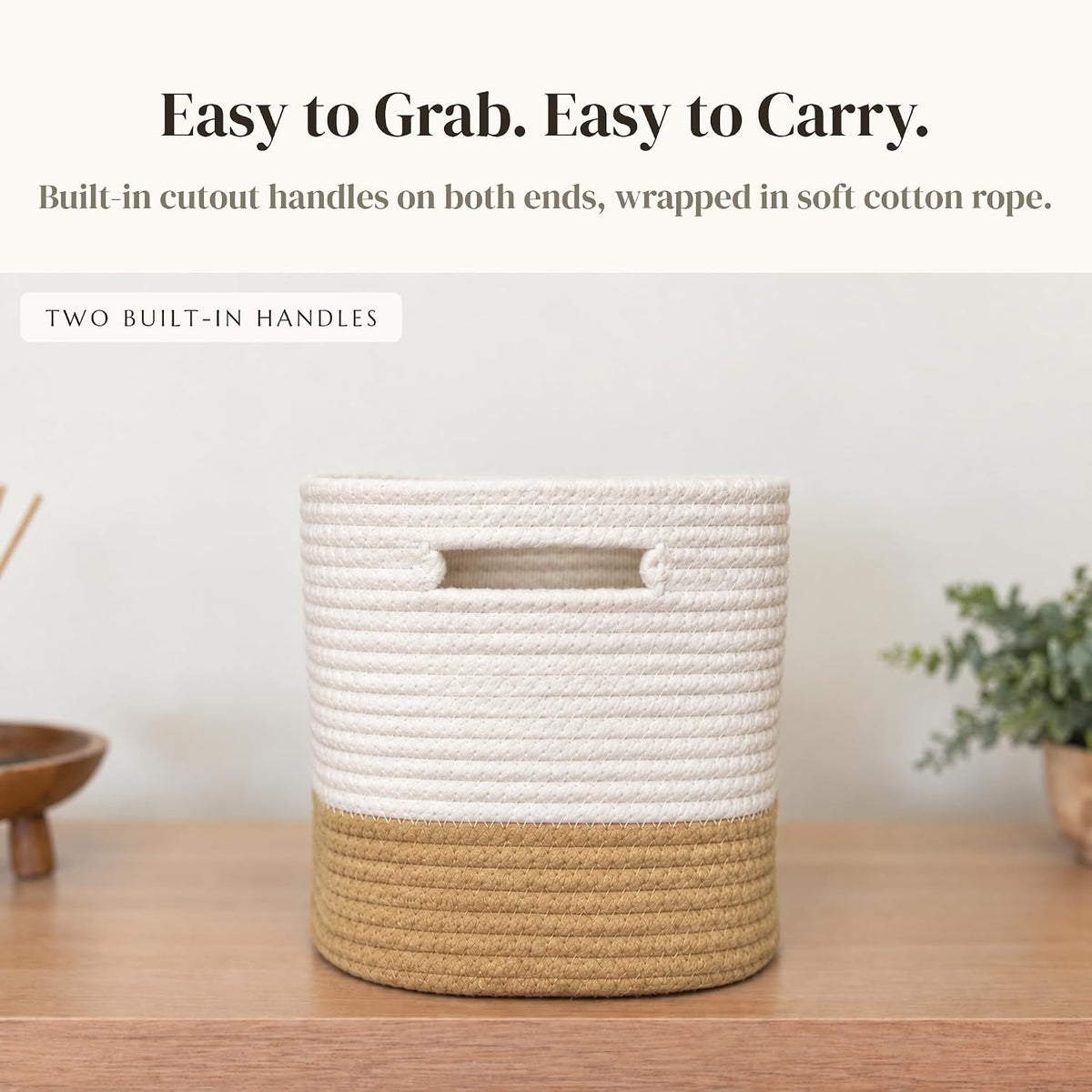 Lion Baby Storage Basket, Woven Cotton Rope Nursery Bin, 13x10x9 in