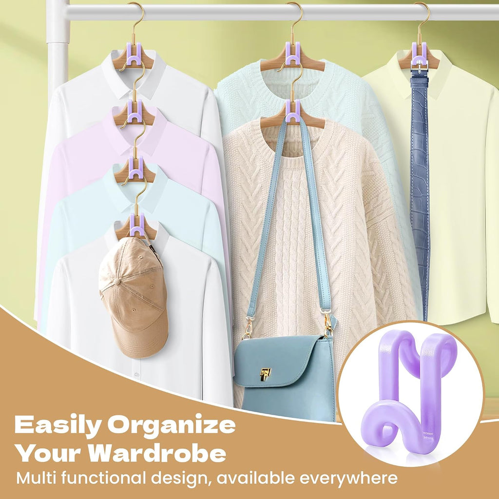 Mlici 60 Pcs Space Saving Hanger Connect Hooks for Closet Organizer, Purple