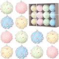 12 Pcs Pastel Glitter Foam Christmas Ornaments, Shatterproof Hanging Balls