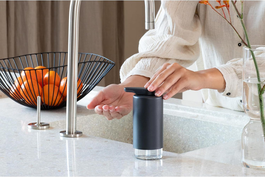 Brabantia SinkStyle Soap Dispenser – Stylish Pump Dispenser for Hand Soap and Dishwashing Liquid – Organizer, Corrosion-Resistant, Mineral Infinite Gray, 6.8oz