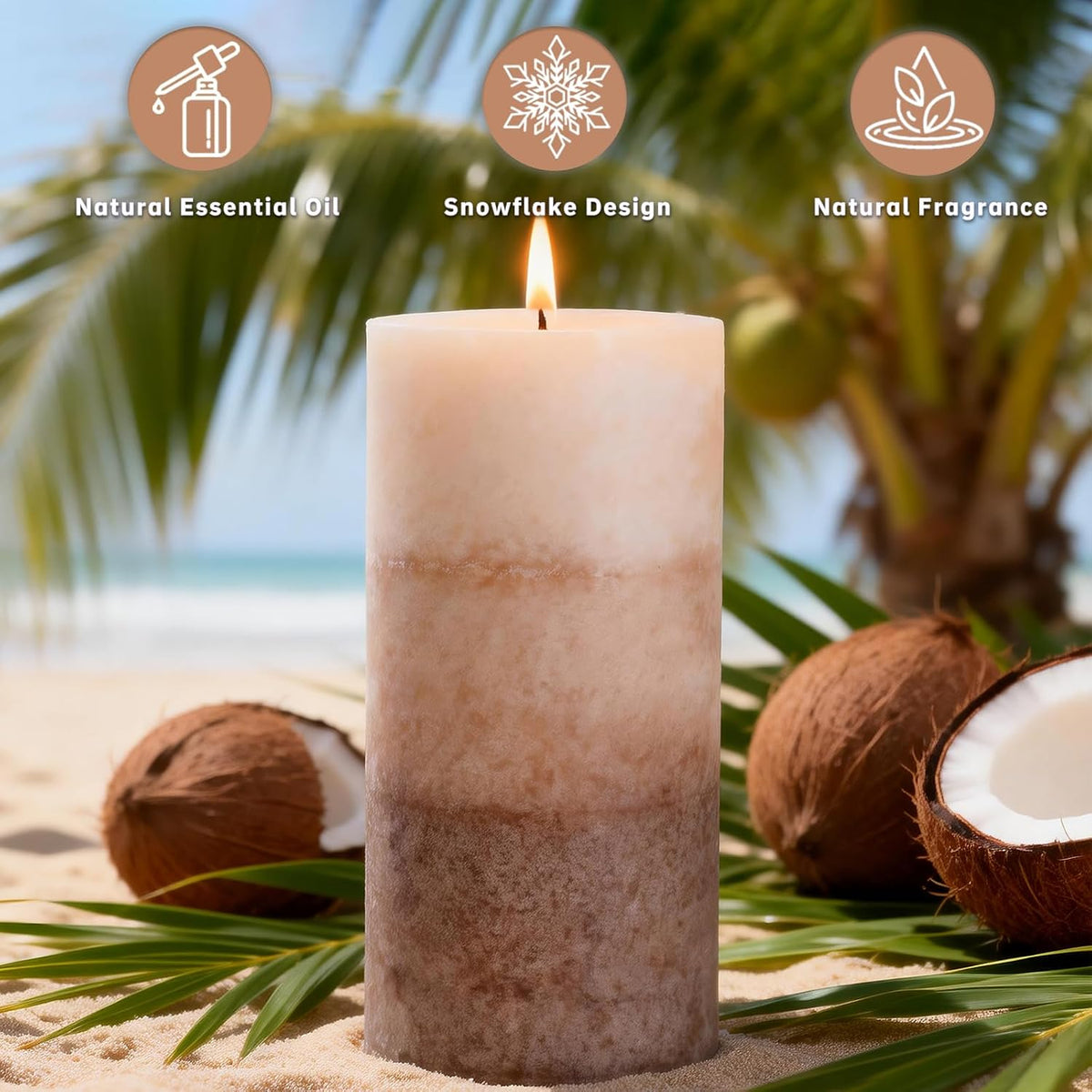Vanilla Scented Pillar Candles, 2.8x6 Inch Natural Fragrance Candles 210H Long Burning Smokeless Pillar Candle Non-Toxic Pillar Candle for Home Decor Mother's Day Wedding,3 Pack