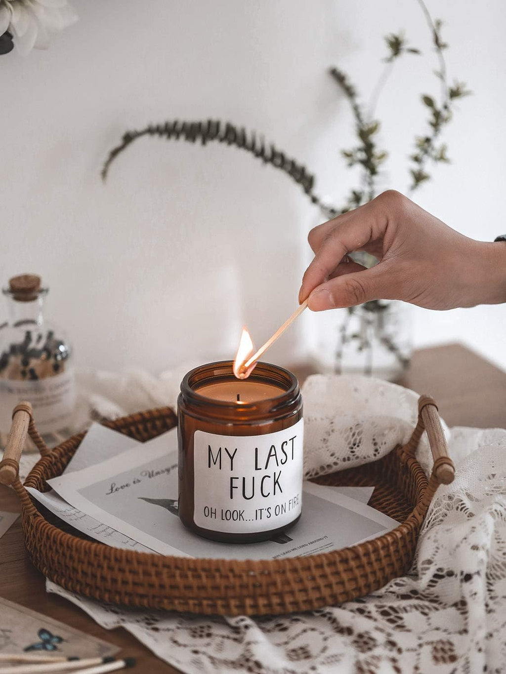 Funny Gift for Men Women, My Last Fuck Oh Look It's on Fire Candle