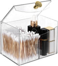 2-Grid Qtip Holder Dispenser,Transparent Cotton Swab Ball Holder with Lid