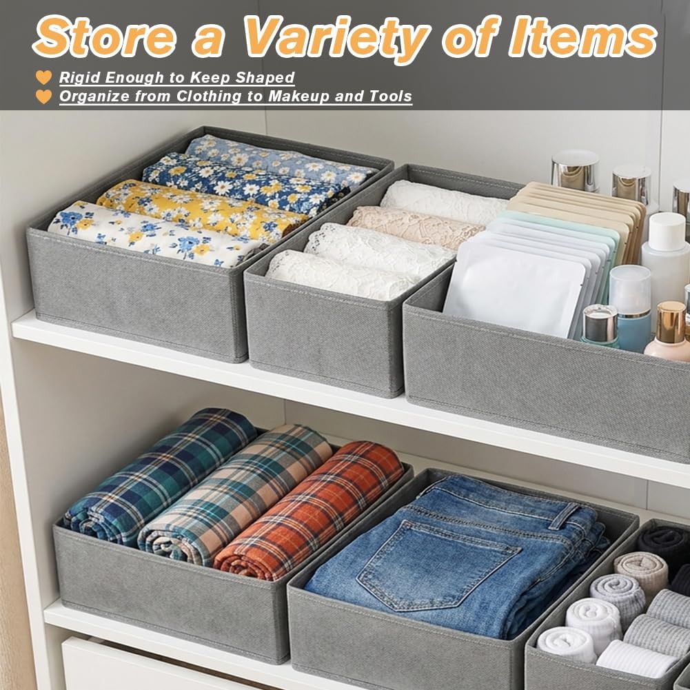Drawer Organizer Clothes, 12 Pack Dresser Organizer for Nursery, Underwear, Sock - Foldable Closet Organization and Storage Dividers Bins for Baby Clothes