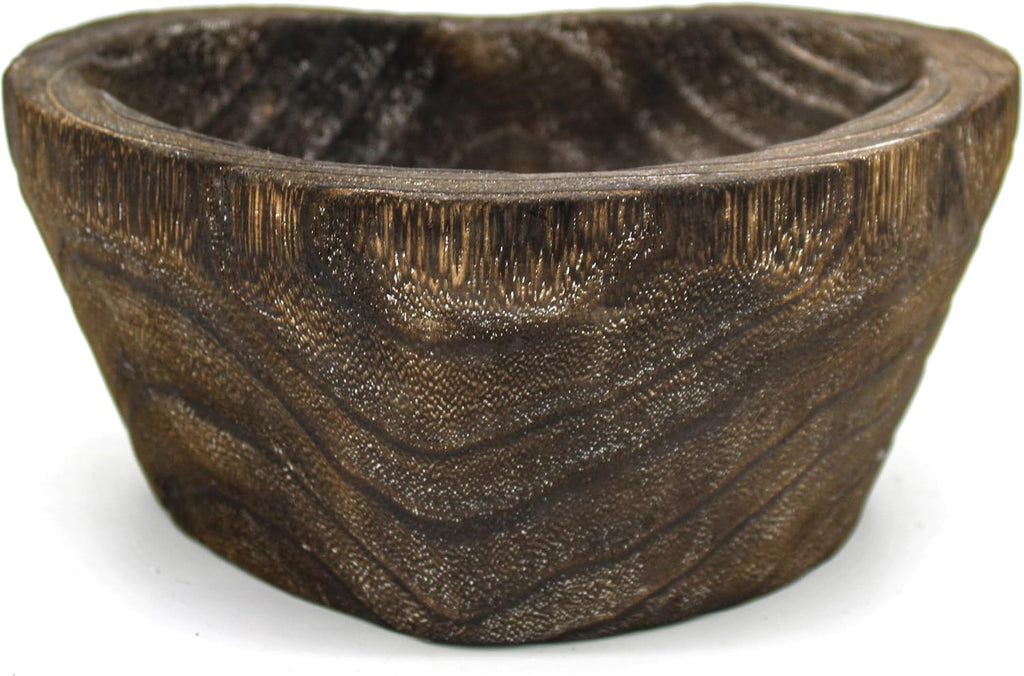 CVHOMEDECO. Primitives Solid Wood Functional and Collectible Bowl Vintage Heart Hand Carved Wooden Bowl Rustic Treenware Artworks for Serving Nuts Snacks Fruits or Accent Decor, 8.5 Inch
