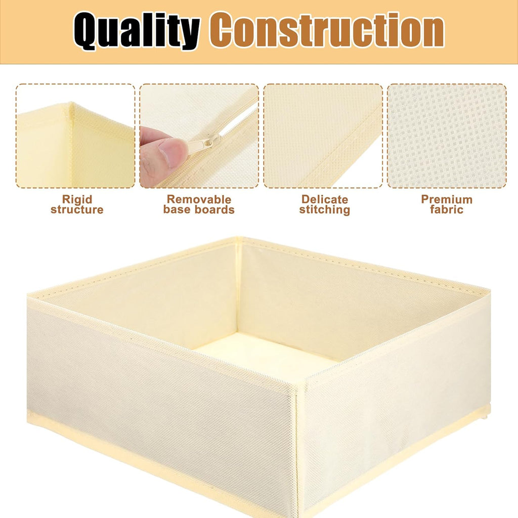 15 Pack Drawer Organizer for Clothes, Dresser Organizer for Baby Clothes, Foldable Closet Storage Dividers & Bins for Nursery, Bedroom, Underwear, Socks, Bras, and Ties (Beige)