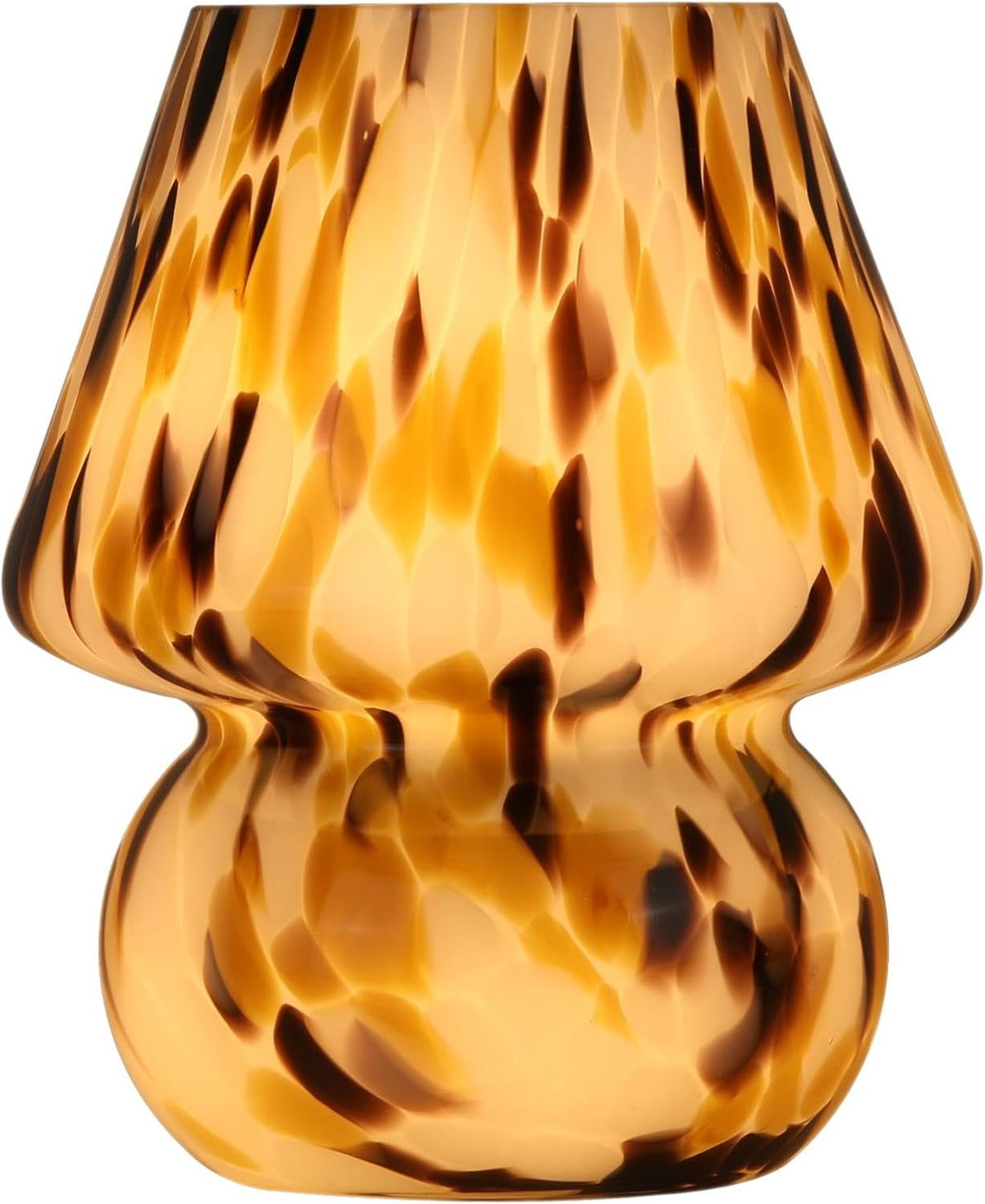 Mushroom Lamp with LED Bulb, Small Glass Bedside Lamp, Brown&White