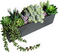 Winlyn 14" Artificial Succulent Plants Arrangement Assorted Faux Succulents in Rustic Black Rectangular Wooden Planter Box Faux Potted Plant Decor for Farmhouse Home Windowsill Shelf Table Centerpiece