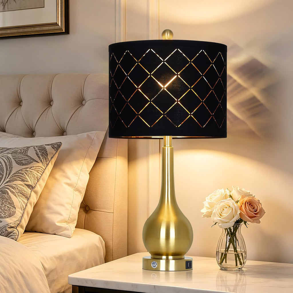 26" Gold Table Lamps Set of 2 for Bedroom Nightstand & Living Room