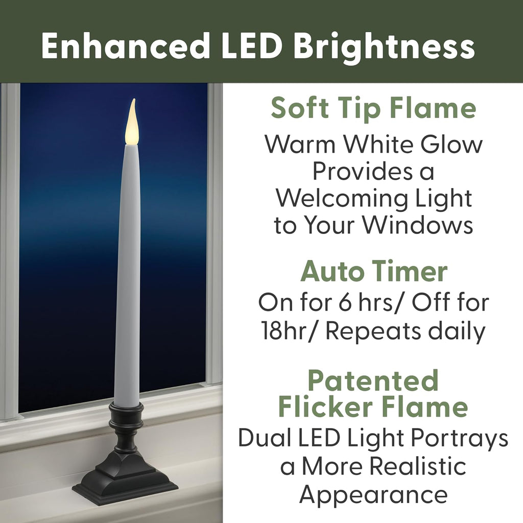 612 Vermont Battery Operated LED Taper Window Candles with Timer
