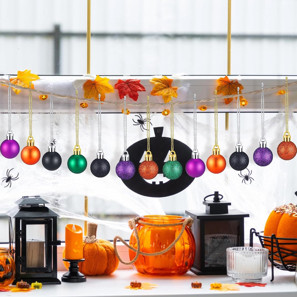 Sumind 80 PcsMini Halloween Ball Ornaments 1 Inch Halloween Glitter Balls