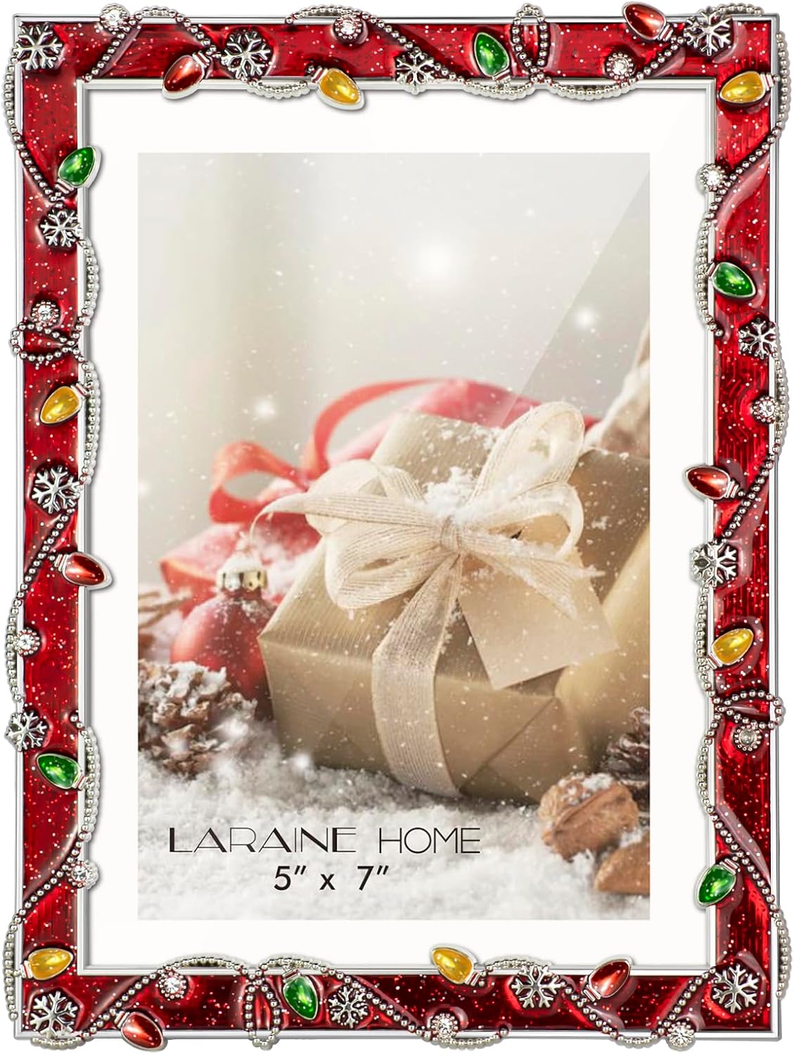 LARAINE 5x7 Picture Photo Frame Christmas Metal 2026 Christmas High Definition Display Pictures for Tabletop Home Decorative Holiday Gift (Red, 5x7)