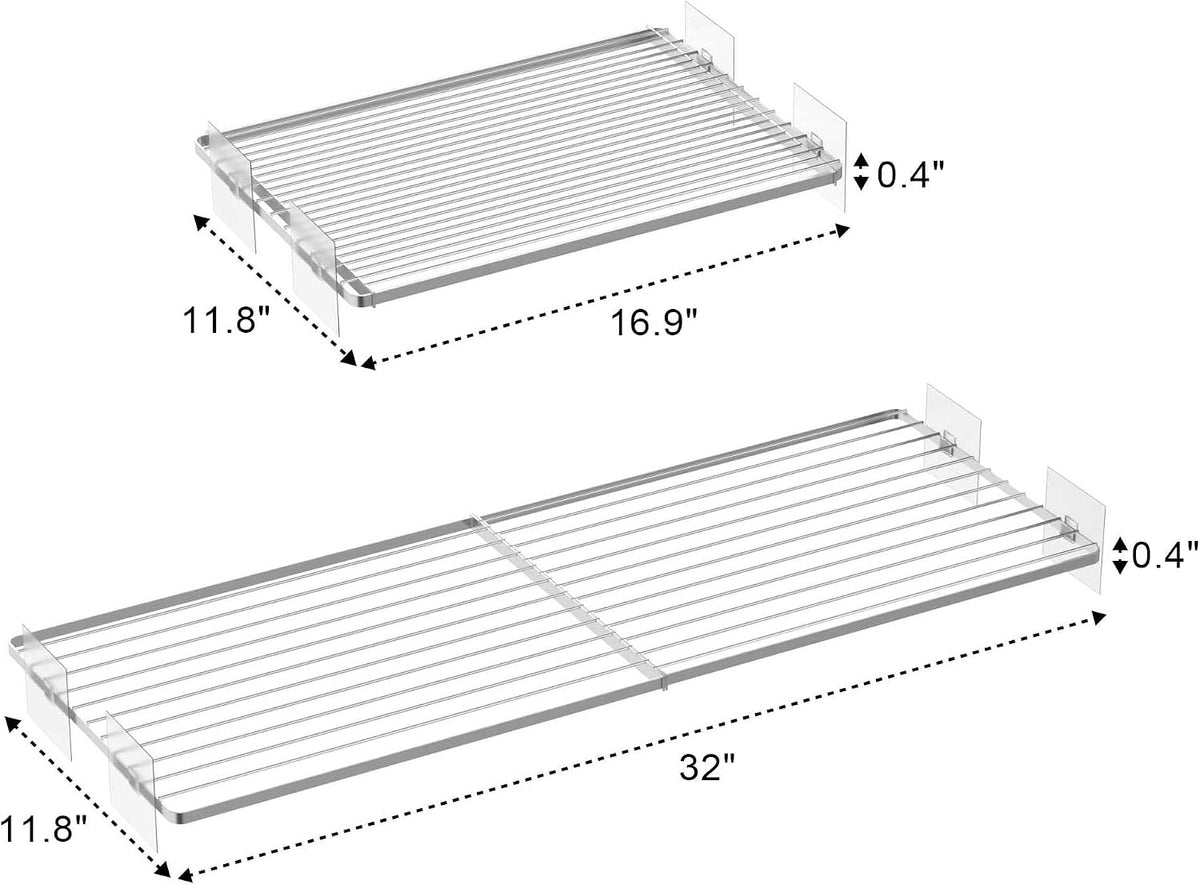 Closet Organizer Tension Shelves Expandable Cabinet Storage Shelving Rack Divider Wire Metal DIY Shelf Separator for Wardrobe Bathroom Cupboard Pantry Kitchen Cabinet, 3packs