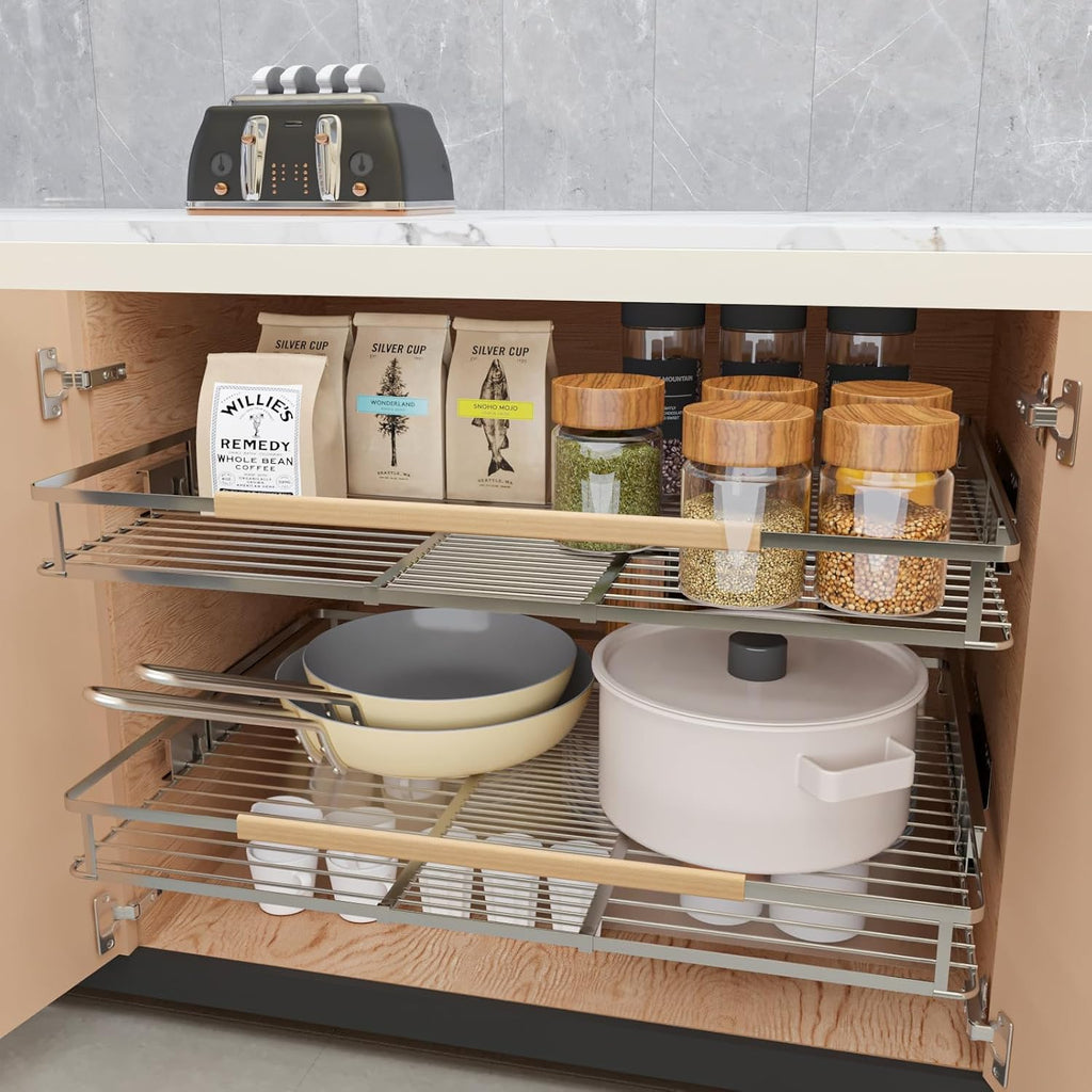 Expandable Pull Out Cabinet Organizer, 23.2"-39.9" W x 22.5''D