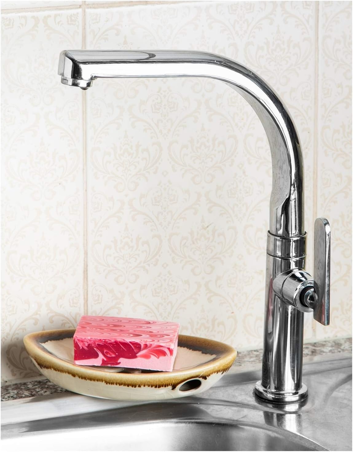 Ceramic Soap Dish with Self Draining Tray for Bar Soap, Bathroom, Kitchen (Ivory No.2)
