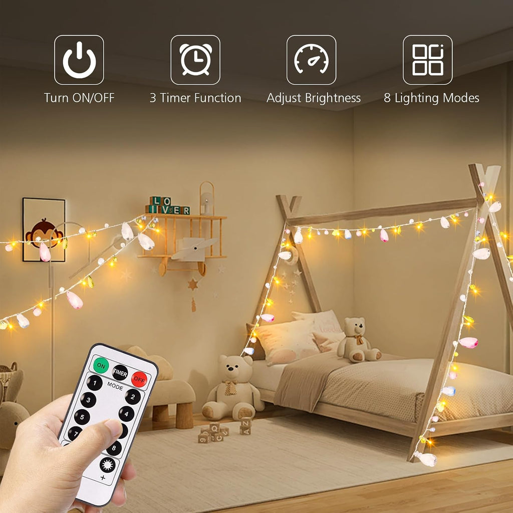 Battery Fairy String Lights Acrylic Gems Jewels String Lights with Remote