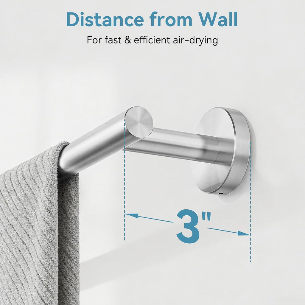 Brushed Nickel Towel Bar, 24 Inch Towel Rack for Bathroom Wall-Mounted