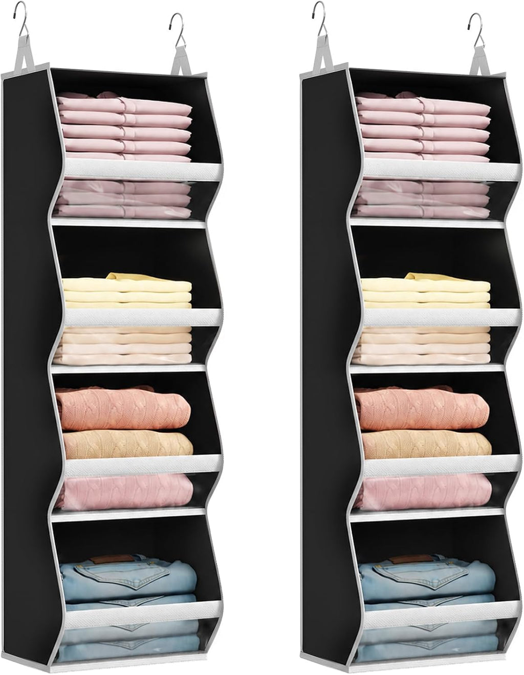 Lifewit Hanging Closet Organizer and Storage for Clothes, Black, 2 Pack